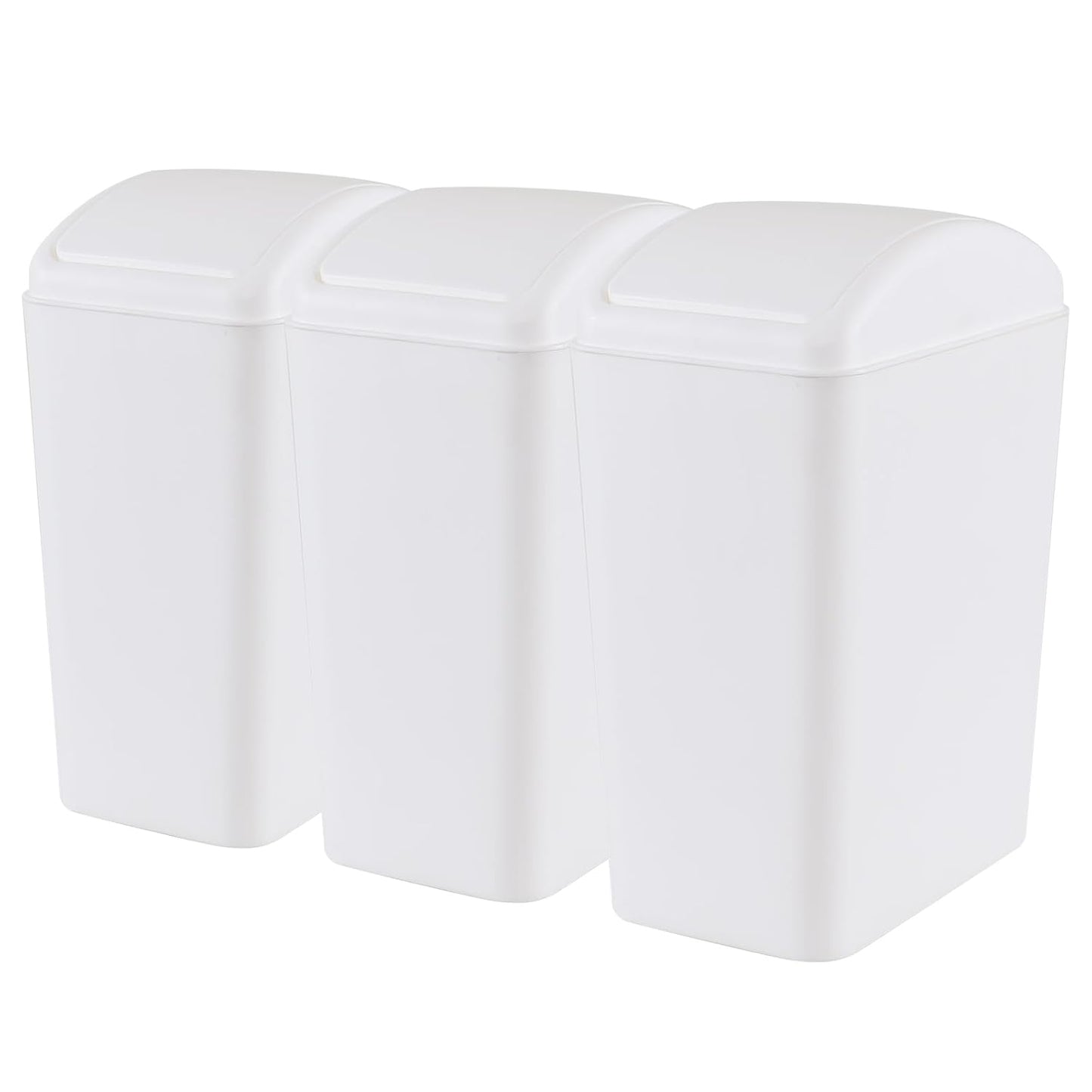 4.5 Gallon Plastic Swing Top Garbage Can, Swing Lid Trash Bins, White, 3-Pack