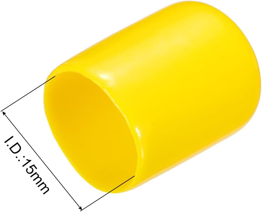 uxcell 20pcs Rubber End Caps 15mm ID Vinyl PVC Round Tube Bolt Cap Cover Screw Thread Protectors Yellow