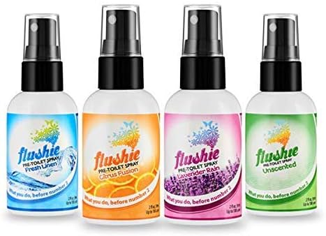 Flushie Pre-Toilet Spray for Poop Travel Size Toiletries Bathroom Spray for Poop Spray for Toilet Deodorizer Traveling Essentials Poop deodorizer Poop Odor eliminator 4oz (Linen, 1 Pack)