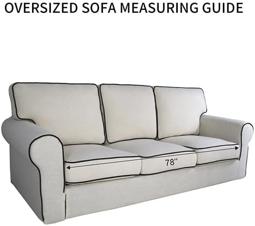 PureFit Reversible Quilted Sofa Cover, Water Resistant Slipcover Furniture Protector, Washable Couch Cover with Non Slip and Elastic Straps for Kids, Pets (Oversized Sofa, Ivory/Ivory)