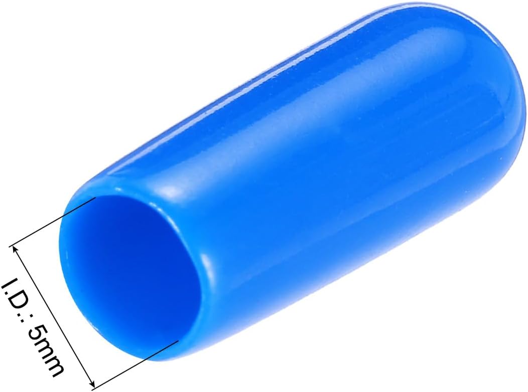 uxcell 20pcs Rubber End Caps 5mm(3/16") ID Vinyl PVC Round Tube Bolt Cap Cover Screw Thread Protectors,Blue