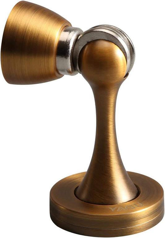 Door Stopper 1 Pack Magnetic Door Stops, Zinc Alloy Antique Brass Door Catch Door Holder Wall Floor Mounted, Metal Soft-Catch
