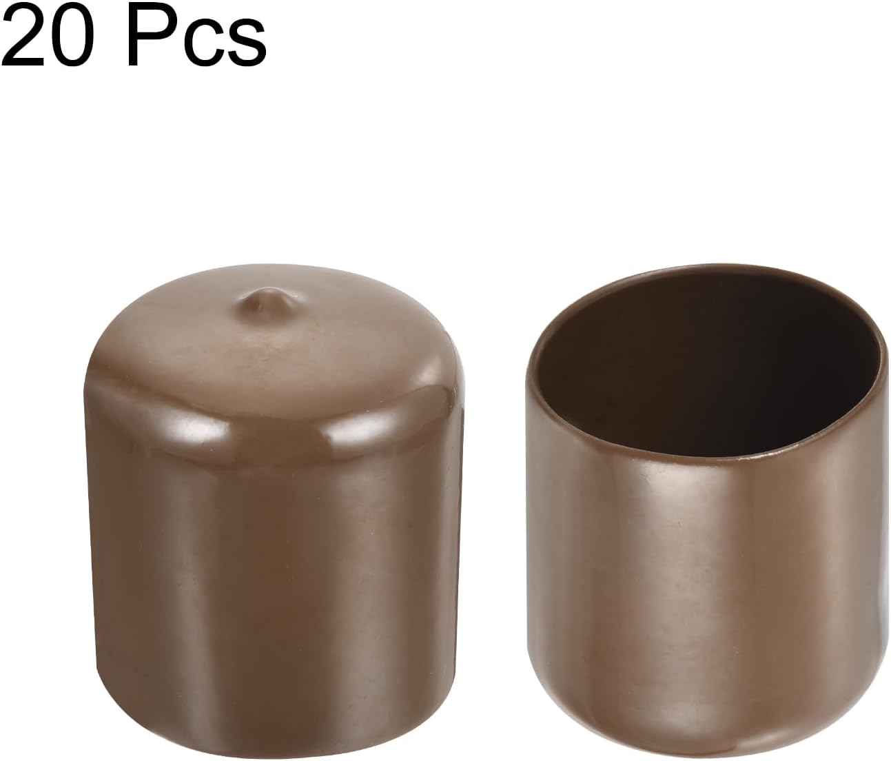 uxcell 20pcs Rubber End Caps 39mm(1 1/2") ID Vinyl PVC Round Tube Bolt Cap Cover Screw Thread Protectors Brown