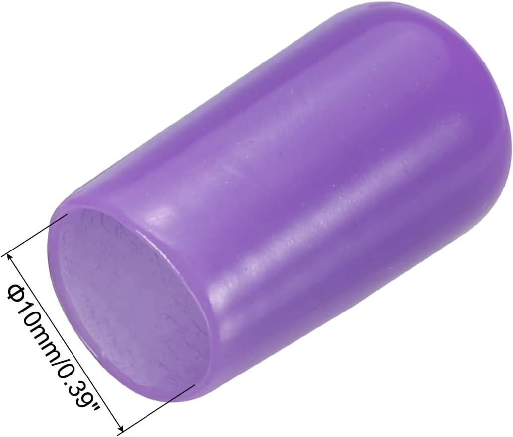 uxcell 20pcs Rubber End Caps 10mm(3/8") ID Vinyl PVC Round Tube Bolt Cap Cover Screw Thread Protectors,Purple