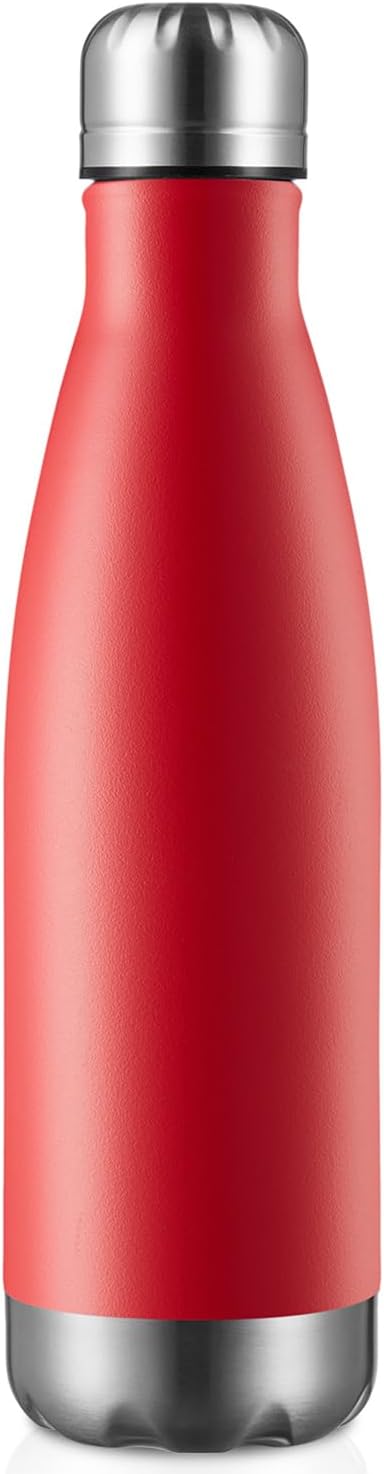 MEWAY 17oz Sport Water Bottle Vacuum Insulated Stainless Steel Leak-Proof Double Wall Cola Shape Water Bottle,Keep Drinks Hot & Cold(Red,1 Pack)