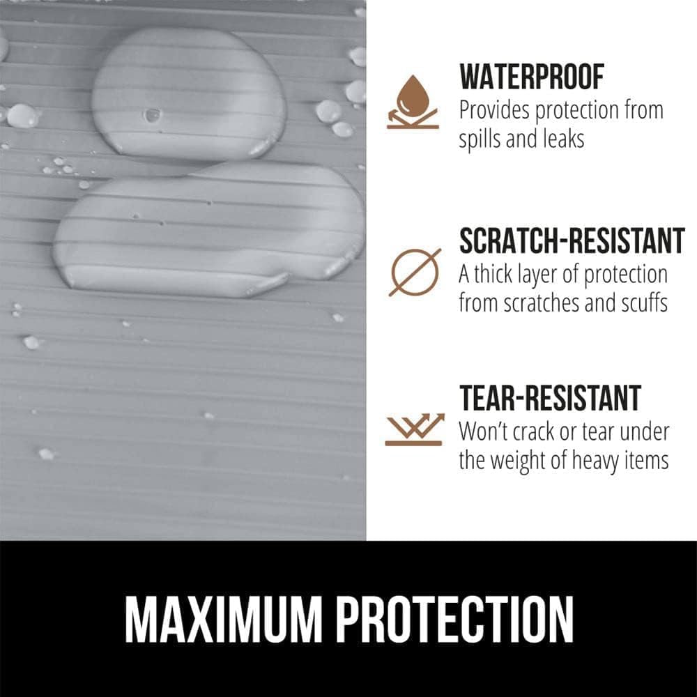 GORILLA GRIP DuraGuard Shelf Liner, Non-Adhesive Cabinet Liners for Kitchen Drawers, Shelves, Refrigerator, Pantry Storage, Bathroom Closet, Durable Waterproof BPA Free Ribbed Plastic, 12x20 Lt Gray