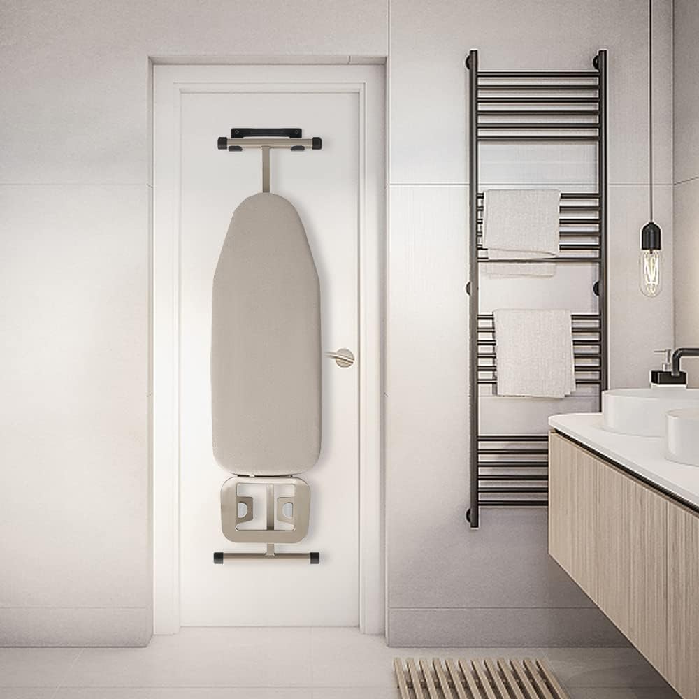 Ironing Board Hanger Wall Mount Ironing Board Holder Organizer Wall Rack for Laundry Rooms Storage Rack Hanging Shelf Hanger (Black)