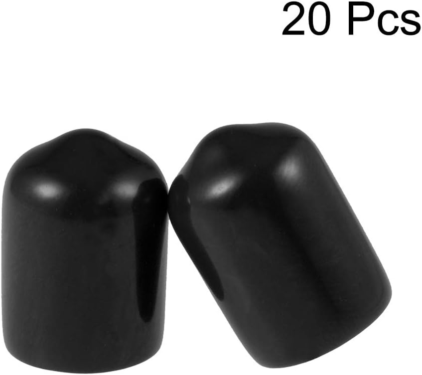 uxcell 20pcs Rubber End Caps 9mm ID Vinyl Round Tube Bolt Cap Cover Thread Protectors Black