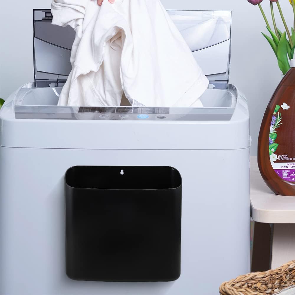 Picowe Magnetic Laundry Storage, Large Lint Holder Bin for Laundry Room, Space-Saving Trash Container Hanging on Dryer, Washer or Wall Mount Trash Bin (Black)