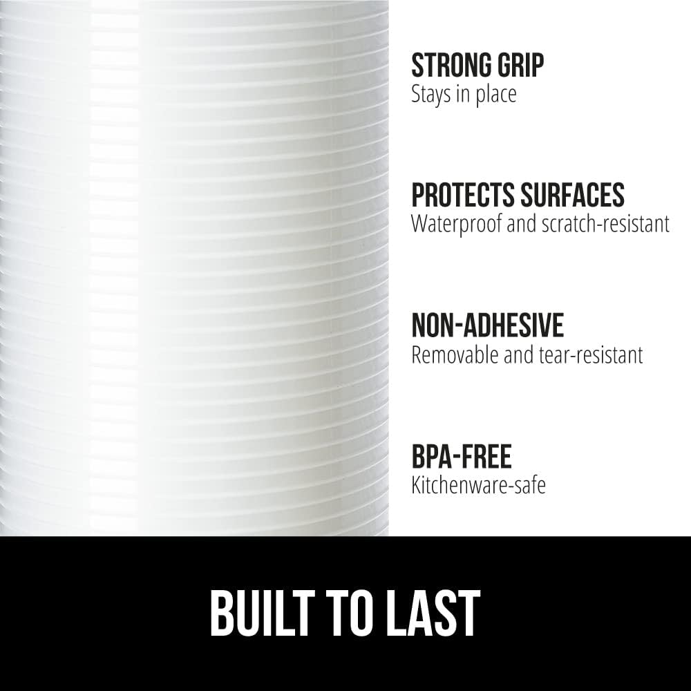 GORILLA GRIP DuraGuard Shelf Liner, 17.5x20 Non-Adhesive Cabinet Liners for Kitchen Drawers, Shelves, Refrigerator, Pantry Storage, Bathroom Closet, Durable Waterproof BPA Free Ribbed Plastic, Clear