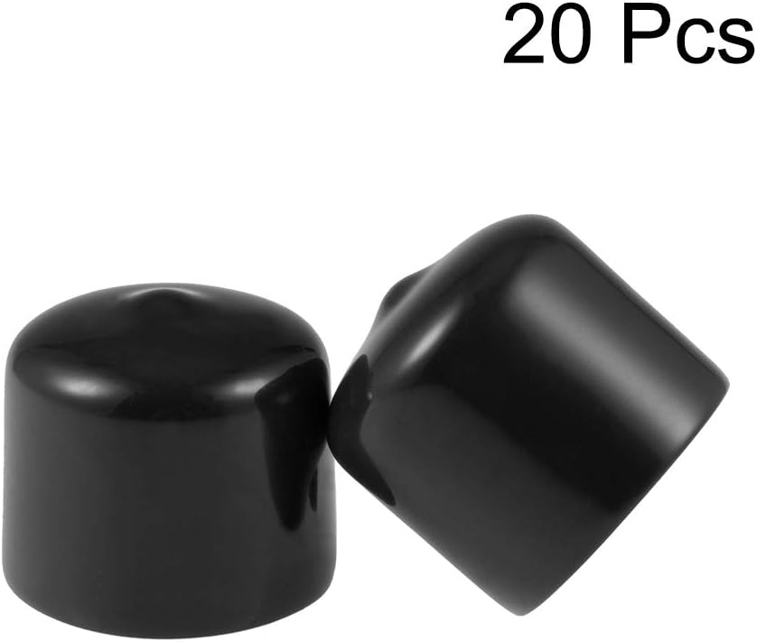 uxcell 20pcs Rubber End Caps 26mm ID Vinyl Round Tube Bolt Cap Cover Thread Protectors Black