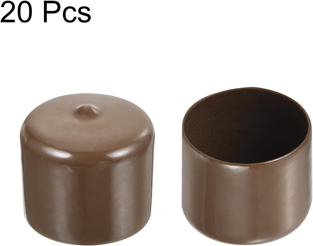 uxcell 20pcs Rubber End Caps 37mm ID Vinyl PVC Round Tube Bolt Cap Cover Screw Thread Protectors Brown
