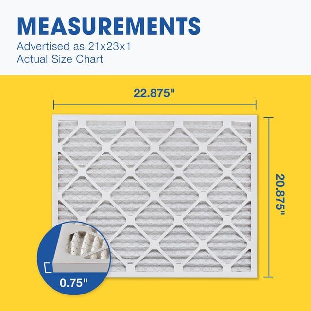 Aerostar 21x23x1 MERV 11 Pleated Air Filter, AC Furnace Air Filter, 6 Pack (Actual Size: 20 7/8" x 22 7/8" x 3/4")