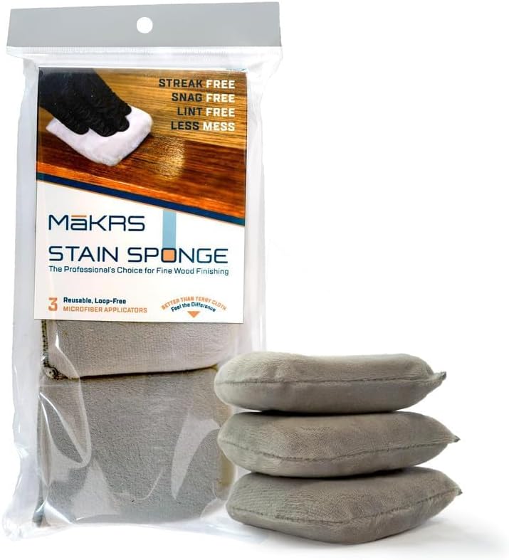 MāKRS Stain Sponge, 20-Pack Staining Pads, Lint, Snag and Streak-Free Applicator Sponges, Micro-Brush Material Over Foam Core, for Wood Stains and All Finishes, Easy to Use with Consistent Application