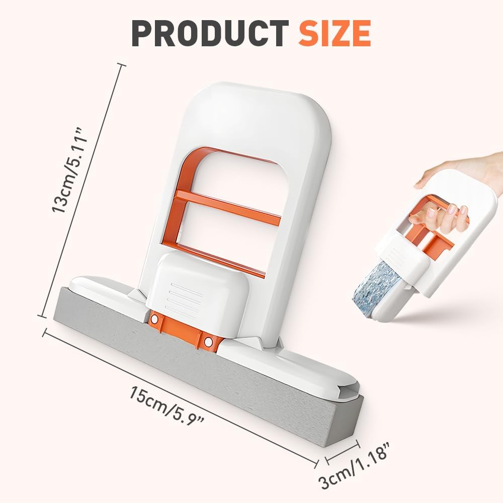 Mini Foldable Desktop Mop, Wet and Dry Portable Cleaning Sponge Mop,Self Squeezing Mini Sponge Mop with One Replaceable Head,for Small Spaces,Bathroom,Kitchen,Glass (Black/1pcs)