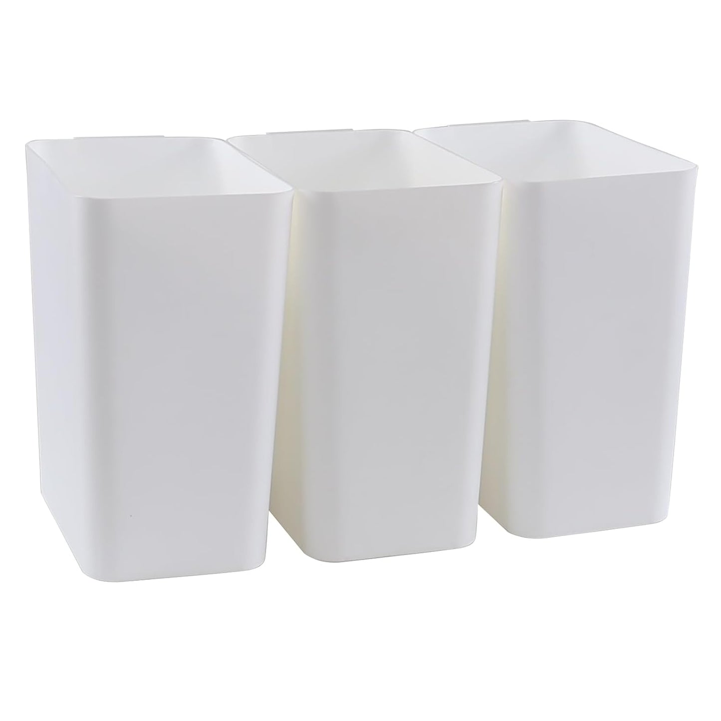 Xyskin 3 Pack Plastic Trash Wastebasket, Garbage Cans, Deskside Garbage Bin, White, 4.5 Gallon