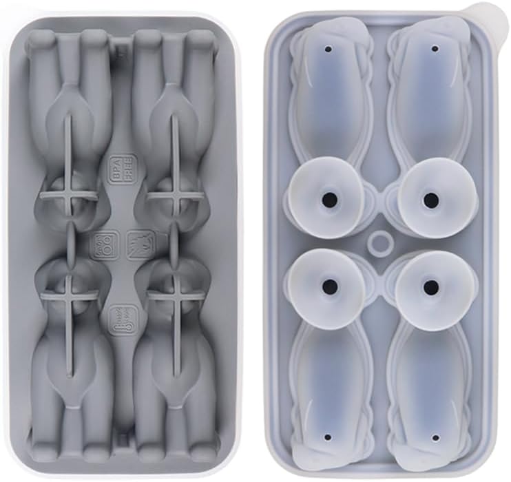 Cute 3D Labrador Dog Silicone Ice Cube Tray Mold Cartoon Animal Ice Box BPA-Free (Grey)