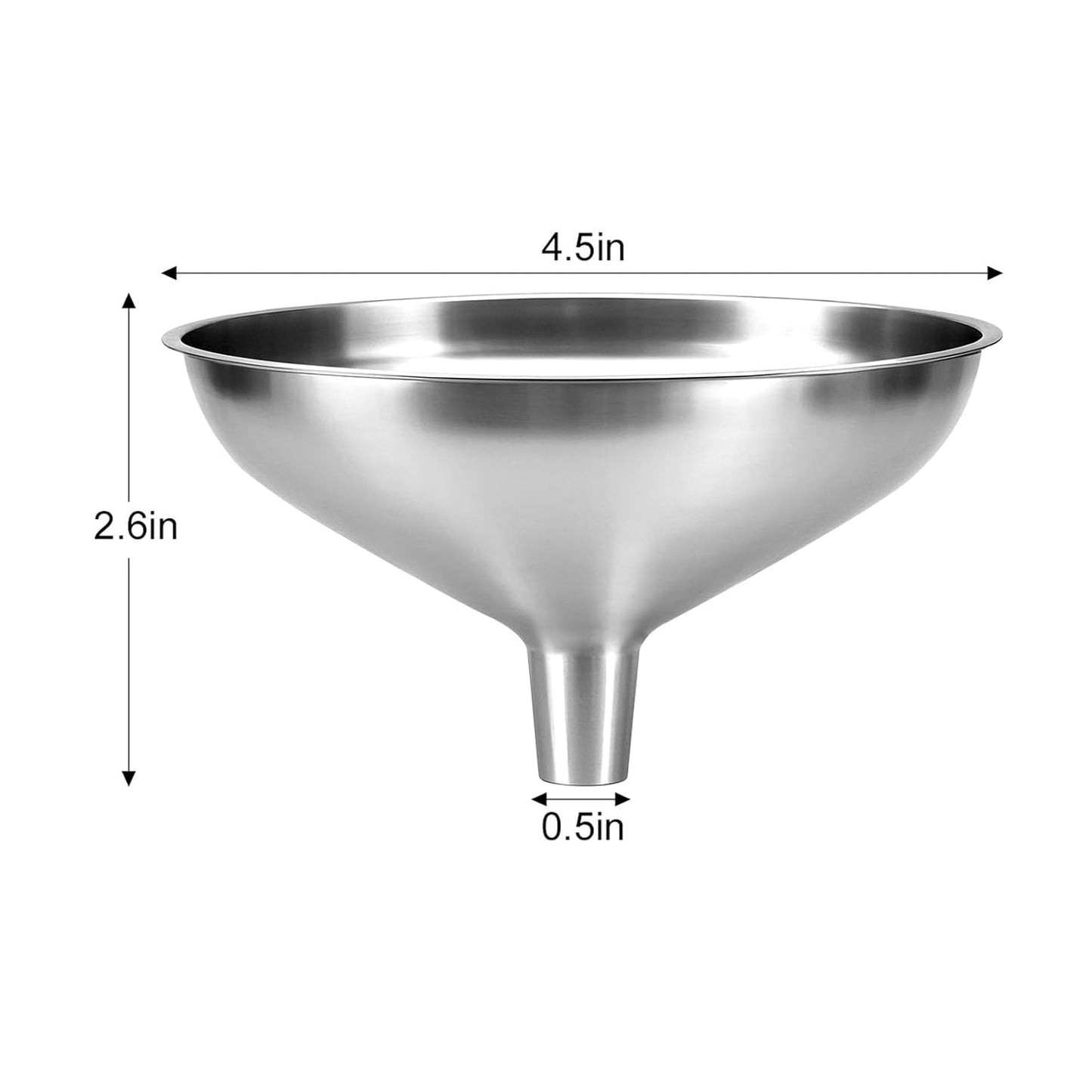 Kitchen Funnel, Stainless Steel funnels for Kitchen use Filling Bottles, one-Piece Funnel is Seamless and can be Used to Transfer Oils, Spices, and Powder mixes, and is Easy to Clean