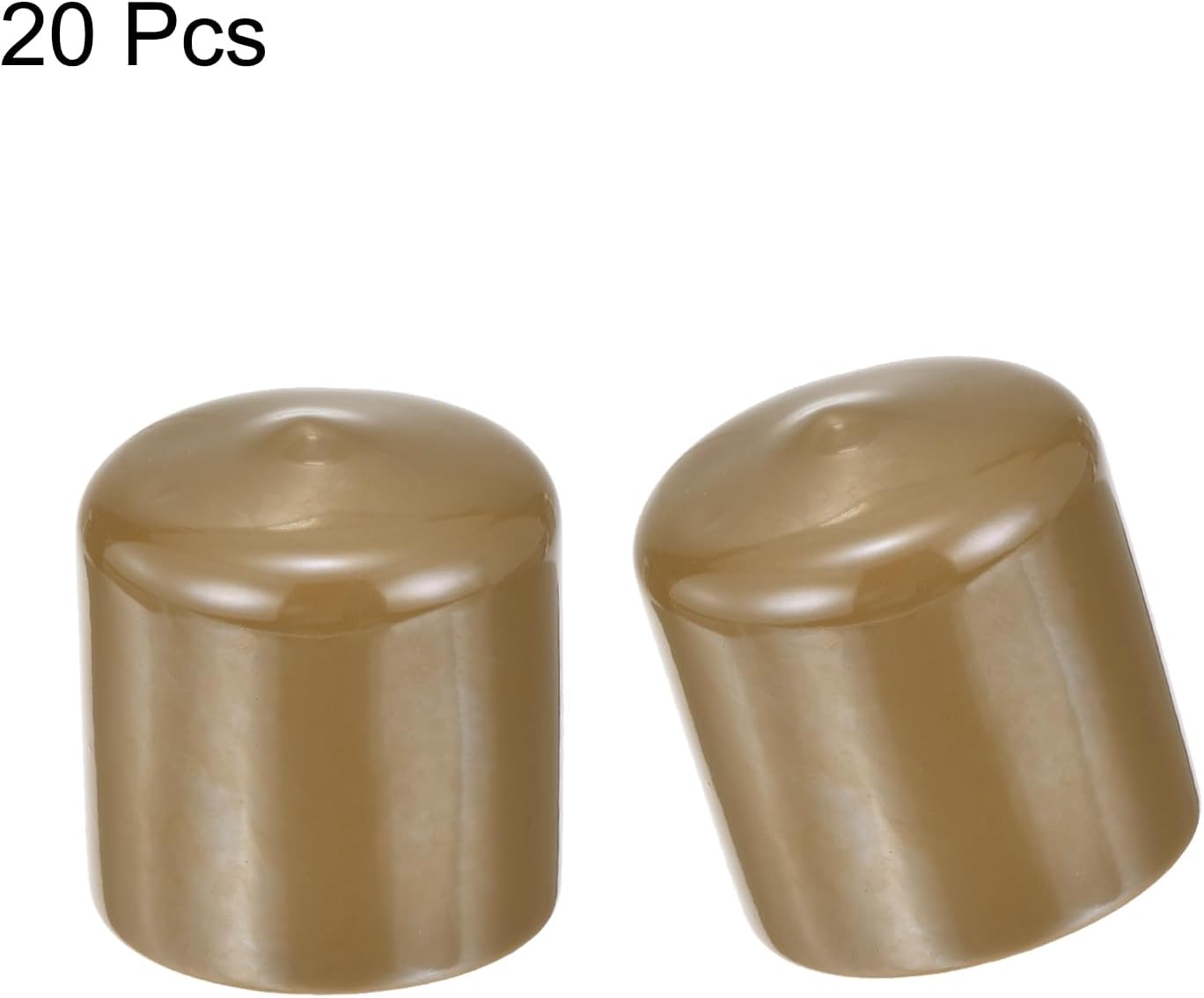 uxcell 20pcs Rubber End Caps 42mm(1 5/8") ID Vinyl PVC Round Tube Bolt Cap Cover Screw Thread Protectors Light Brown