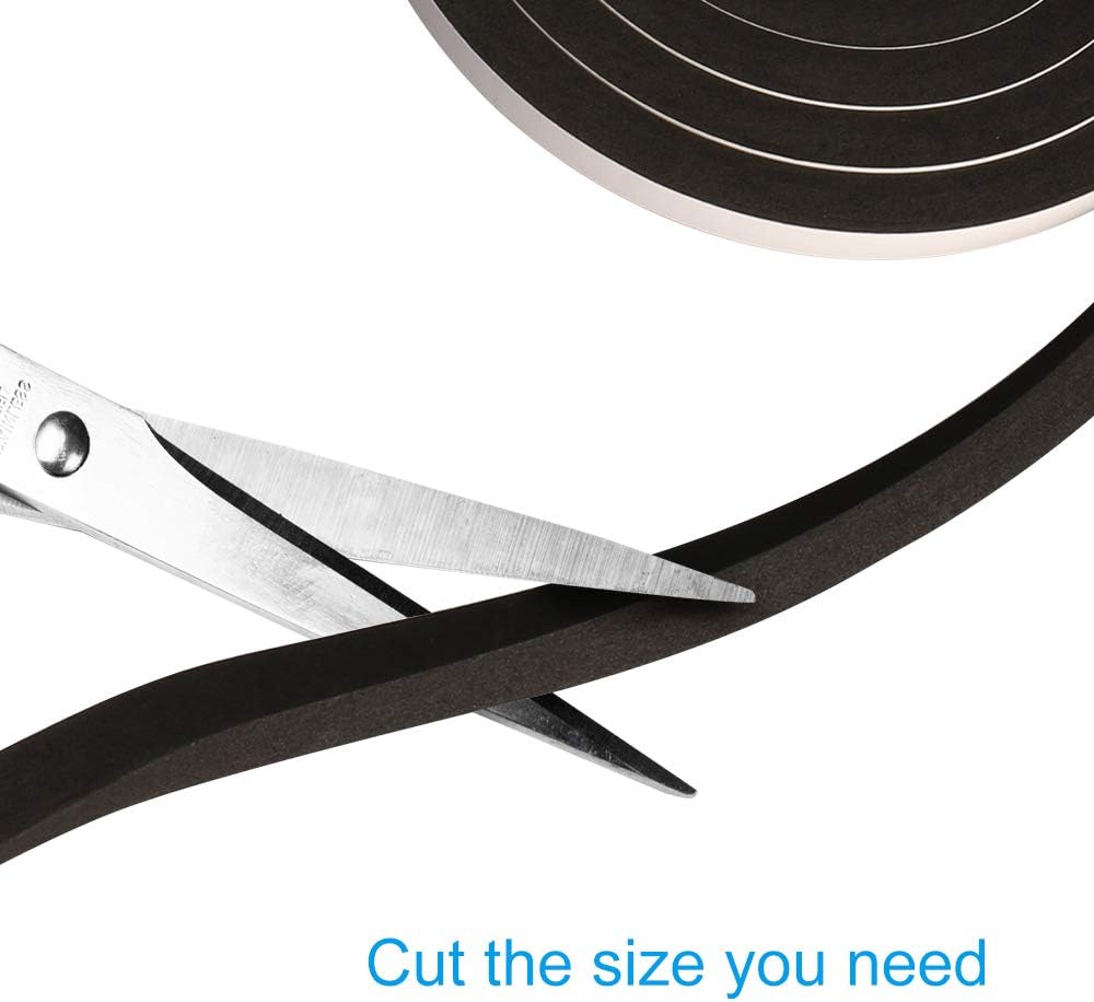 Window Foam Seal Tape 1/2Inch Wide X 1/2Inch Thick, High Density Self Adhesive Weather Stripping Insulation Door Foam Tape,10 Feet Long