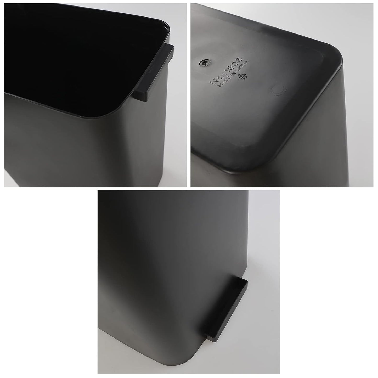 3-Pack Black 4.5 Gallon Plastic Trash Can Wastebasket, Garbage Container Bin