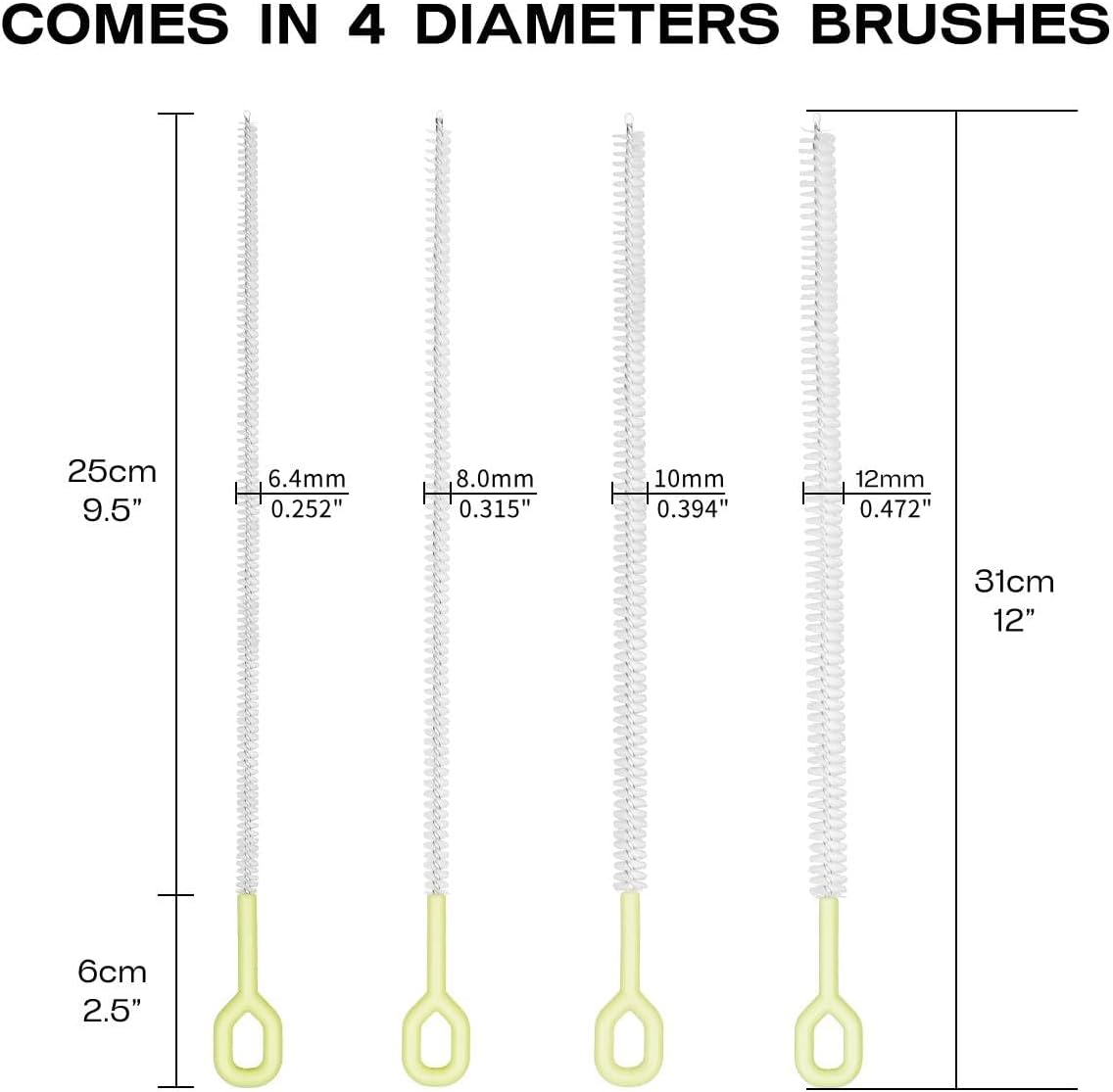 Straw Clean Brush Extra Long 12 Inch Straw Tube Brushes for Cleaning, Reusable Drinking Straw Cleaner Brush Set, Glass Pipe Cleaning Brush