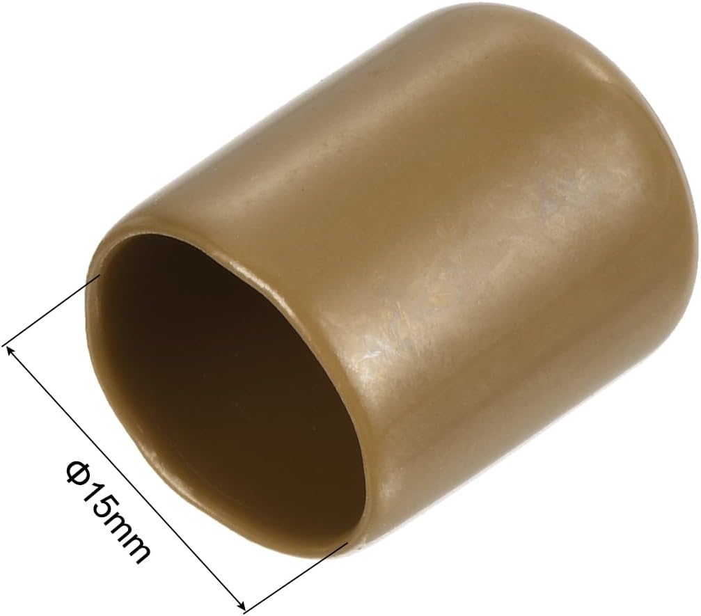 uxcell 20pcs Rubber End Caps 15mm(5/8") ID Vinyl PVC Round Tube Bolt Cap Cover Screw Thread Protectors Light Brown