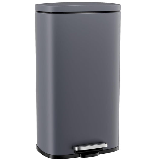 Arlopu 8 Gallon Step Trash Can, Stainless Steel Garbage Bin, Soft-Close Rubbish Bin with Removable Plastic Inner Bucket, Fingerprint-Proof, Lid Dustbin, Suit for Kitchen Home (Grey, 30L)