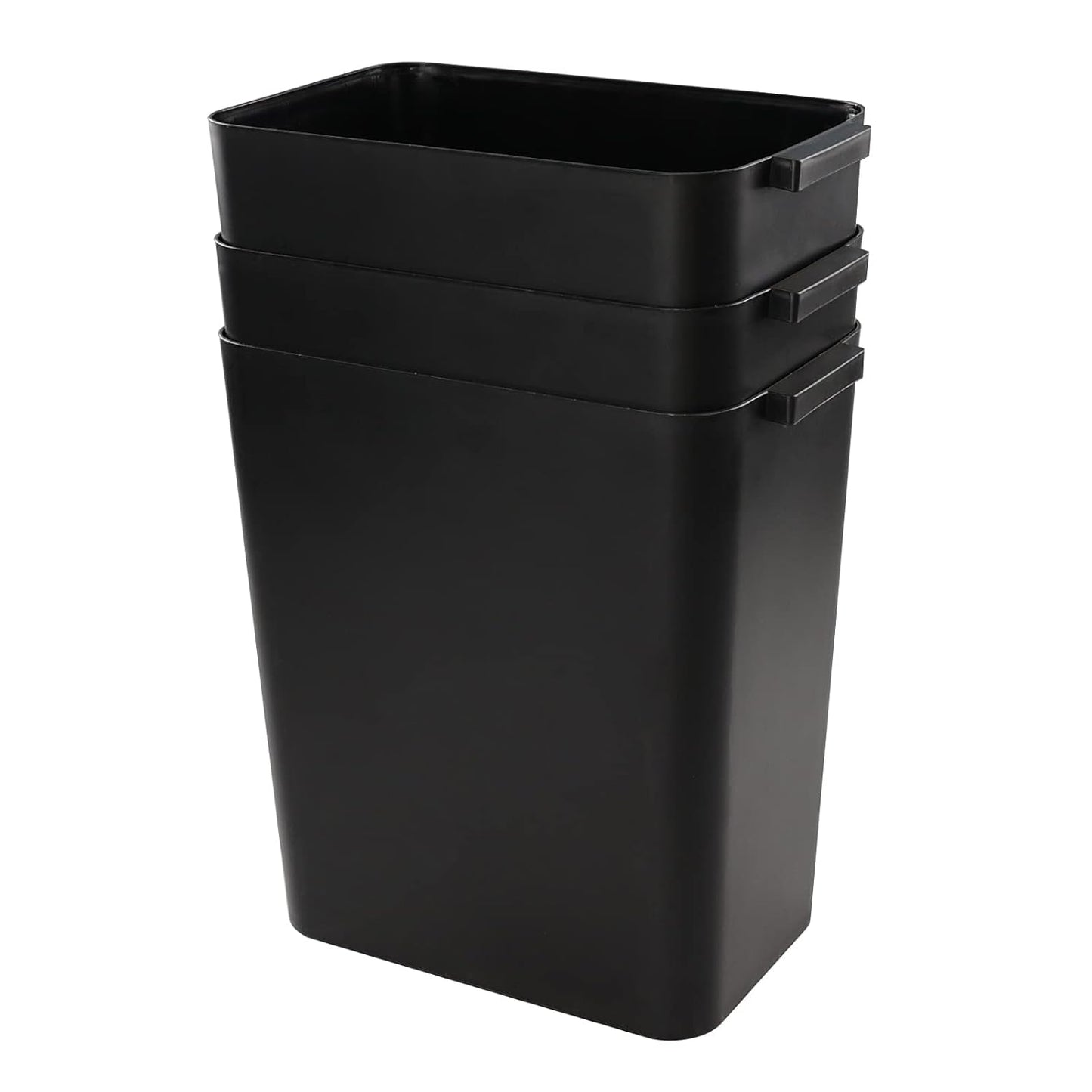 3-Pack Black 4.5 Gallon Plastic Trash Can Wastebasket, Garbage Container Bin