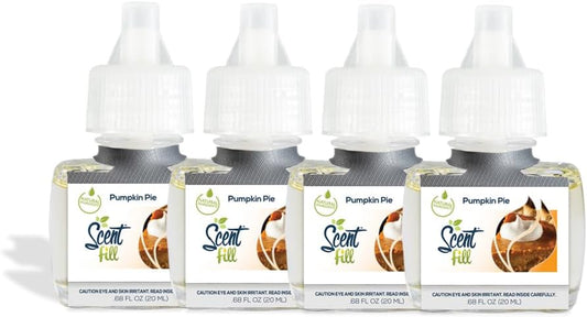 Scent Fill Pumpkin Pie Plug in Air Freshener, 4 Scented Oil Refills