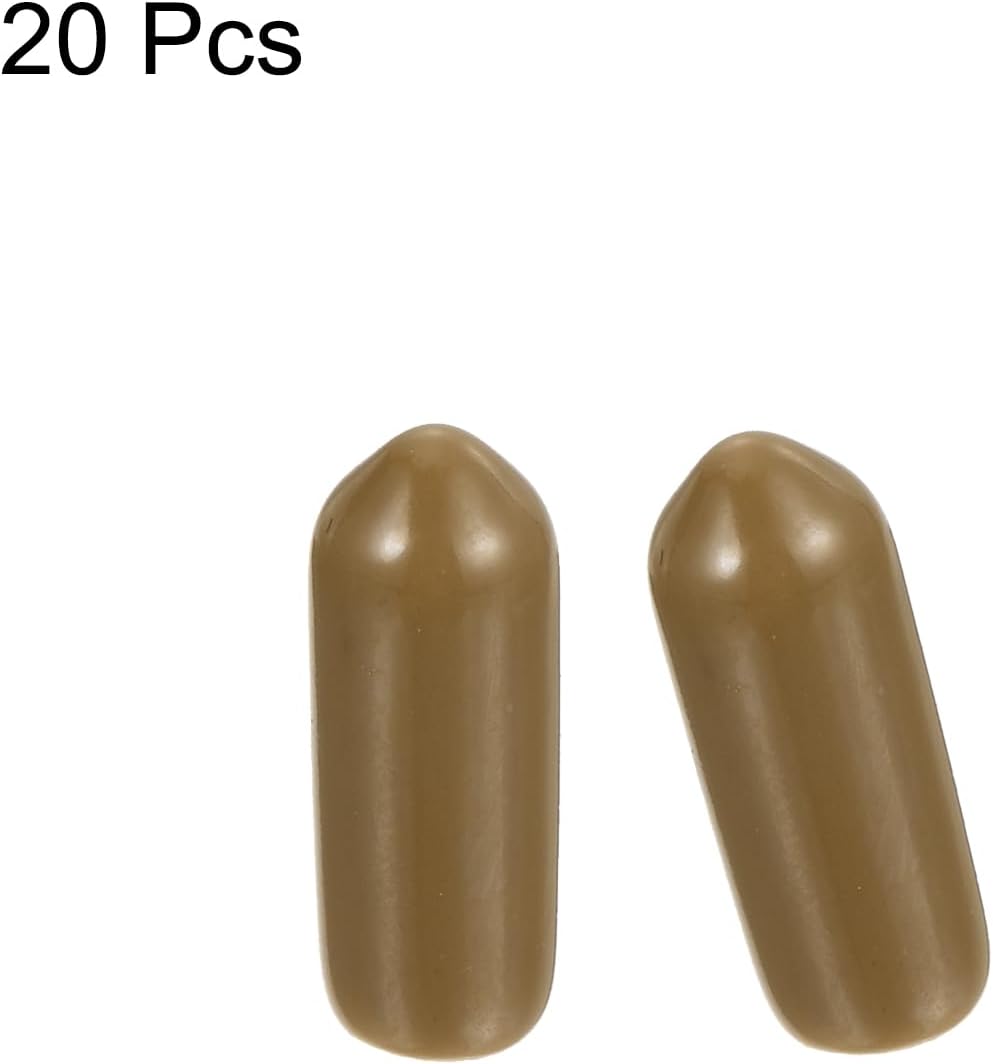 uxcell 20pcs Rubber End Caps 5mm(3/16") ID Vinyl PVC Round Tube Bolt Cap Cover Screw Thread Protectors Light Brown