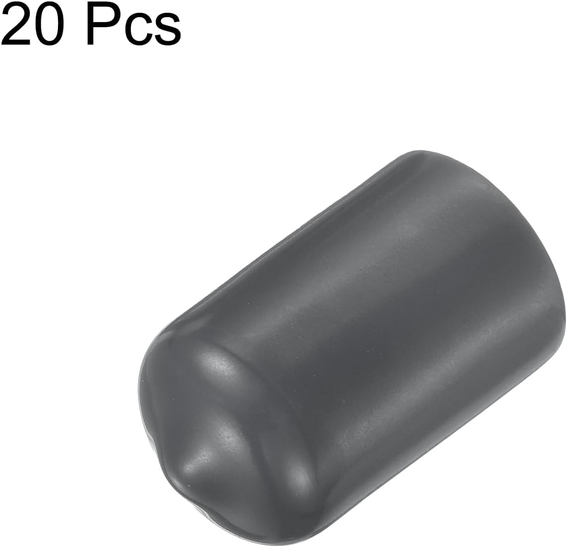 uxcell 20pcs Rubber End Caps 13.5mm ID Vinyl Round Tube Bolt Cap Cover Thread Protectors Dark Grey