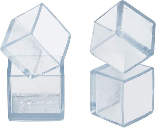 12 Pcs Transparent Square Anti-Slip Rubber Leg Tips Chair Leg Caps Furniture Floor Protectors Chair Table Bar Stool Leg Covers Furniture Leg Cube Feet 1.57 Inch x 1.57 Inch (40 x 40mm)