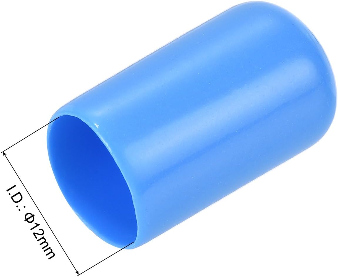 uxcell 20pcs Rubber End Caps 12mm(1/2 inch) ID Vinyl Round Tube Bolt Cap Cover Screw Thread Protectors Light Blue