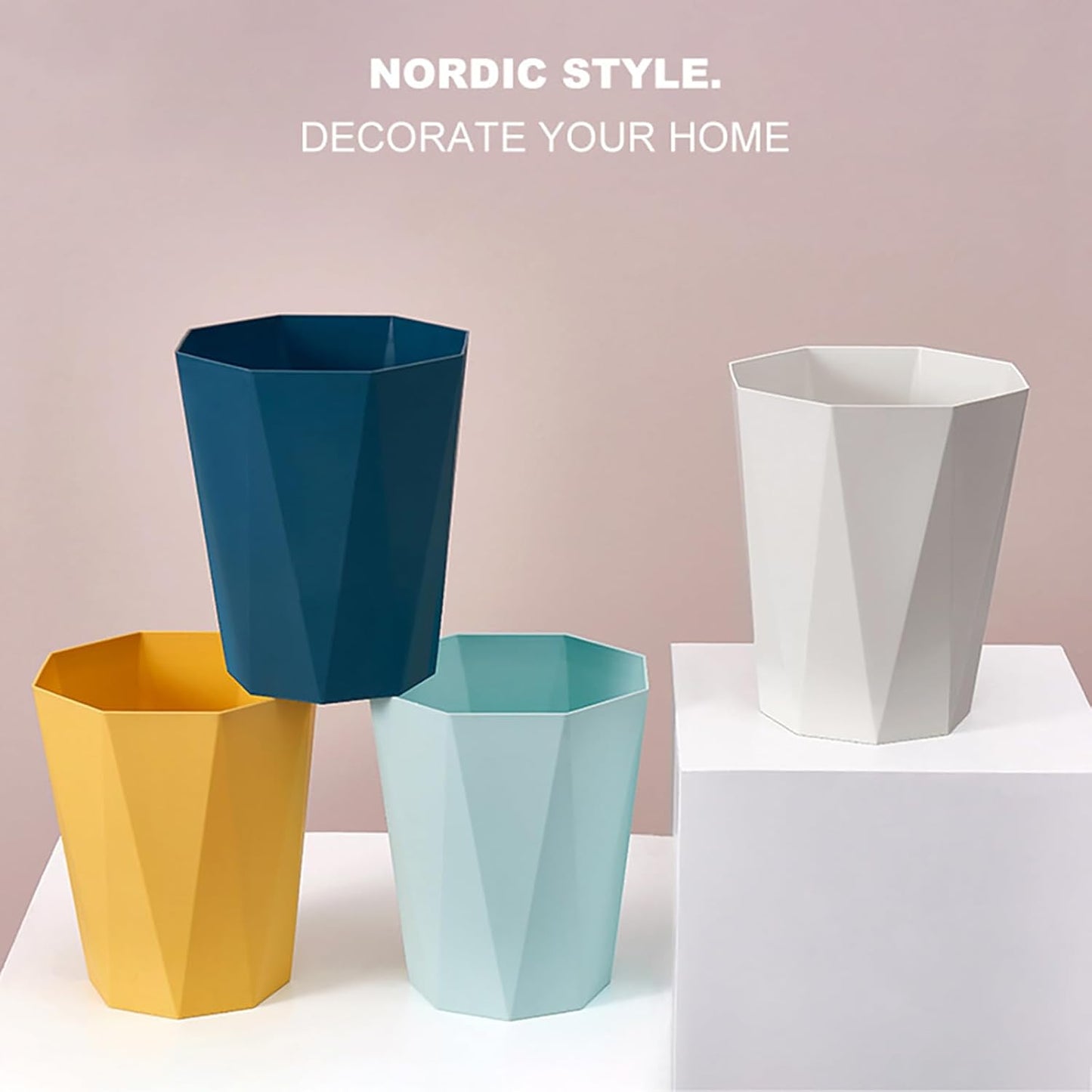 2 Pack Small Trash Can 1.8 Gallon Waste Basket Bathroom Garbage Bin for Dorms Toilets Bedrooms kitchends Offices,Black