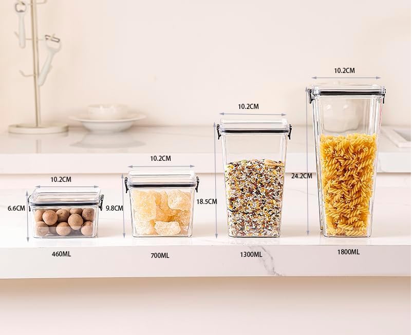 Food Storage Containers 4pack Plastic BPA Free shatterproof Freezeable Dishwasher Washable Environmentally Friendly and Recyclable Sealed Storage Containers Food Storage