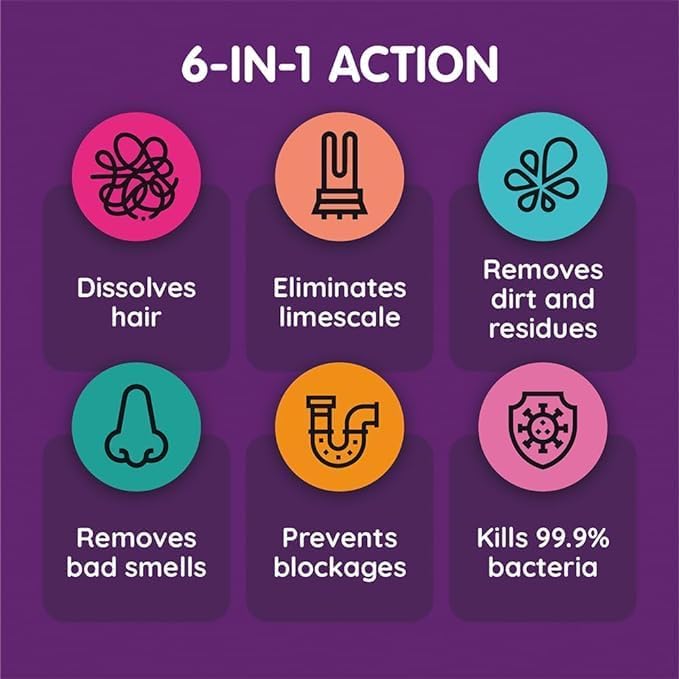 Vamoosh 6-in-1 Washing Machine Cleaner | Dissolves Pet Hair | Prevents Blockage | Grapefruit Scent | Removes Limescale | Deep Clean | Eliminates Odor | Descales | 150g (Pack of 6)