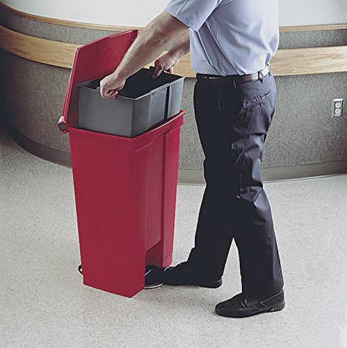 Rubbermaid Commercial Products Slim Jim Front Step On Trash Can, Red, 23-Gallon, Hands-Free Garbage Can for Medical Waste in Hospitals/Lab/Emergency/Patient Rooms