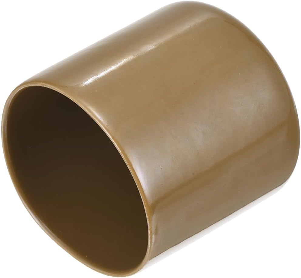 uxcell 20pcs Rubber End Caps 42mm(1 5/8") ID Vinyl PVC Round Tube Bolt Cap Cover Screw Thread Protectors Light Brown