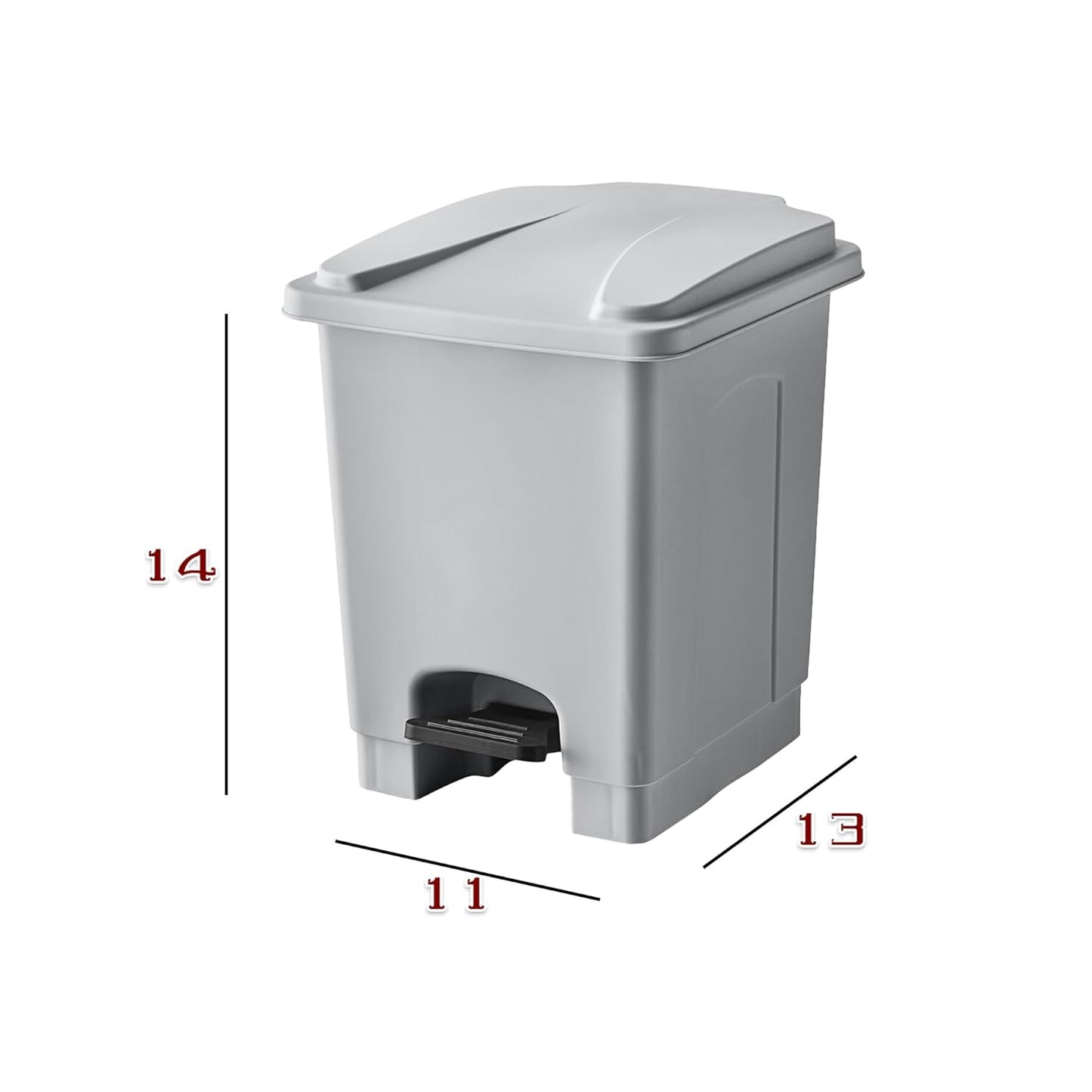 PRO&Family Step-On Trash Can with Lid, Plastic Waste Bin, Foot Pedal Operation (Gray, 4 Gallon)