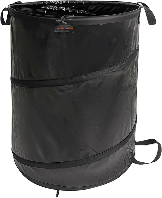 YUDI & GARDEN 45 Gallon Collapsible Garden Bag｜Collapsible Trash Can｜Camping Trash Can,Black,for Collecting Weeds, Party and Yard Waste