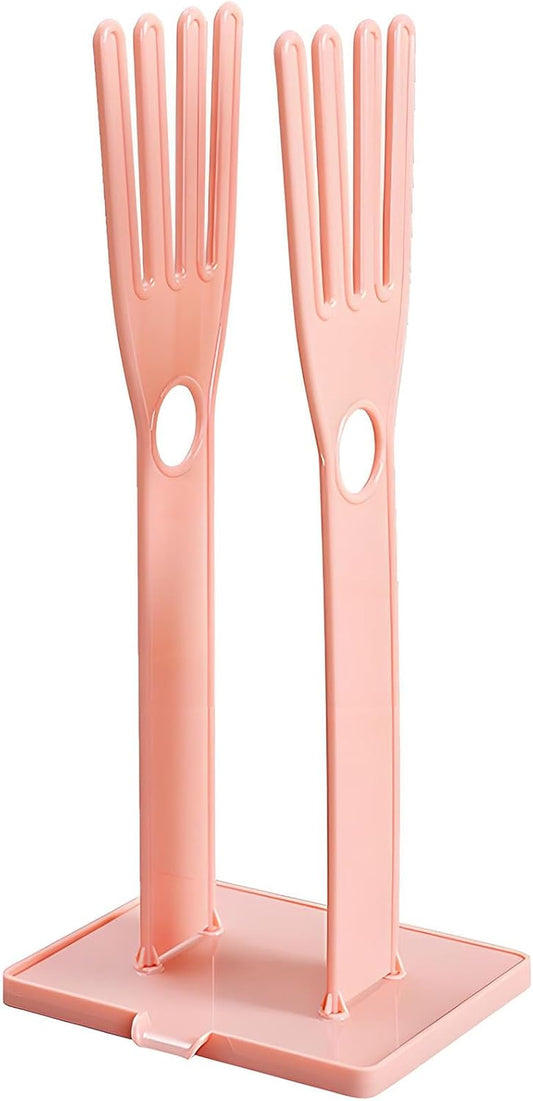 Kitchen Glove Holder Kitchen Glove Stand Holder Rubber Glover Drying Dryer Rack Reusable Rubber Glove Clothes Drying Rack for Dish Gloves and Rags (Pink)
