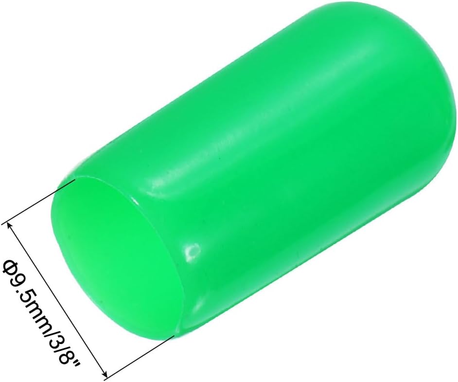 uxcell 20pcs Rubber End Caps 9.5mm(3/8") ID Vinyl PVC Round Tube Bolt Cap Cover Screw Thread Protectors Green