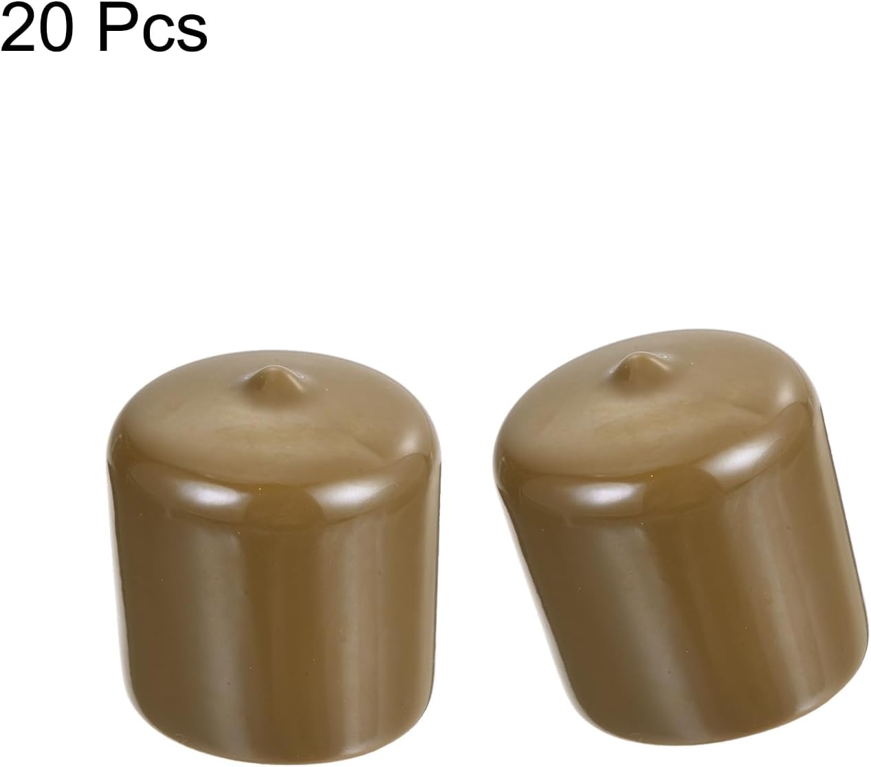 uxcell 20pcs Rubber End Caps 33mm(1 5/16") ID Vinyl PVC Round Tube Bolt Cap Cover Screw Thread Protectors Light Brown
