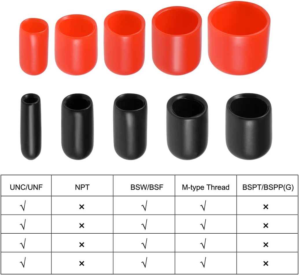 uxcell 20pcs Rubber End Caps 1/8"(3mm) ID Vinyl Round Tube Bolt Cap Cover Thread Protectors Black