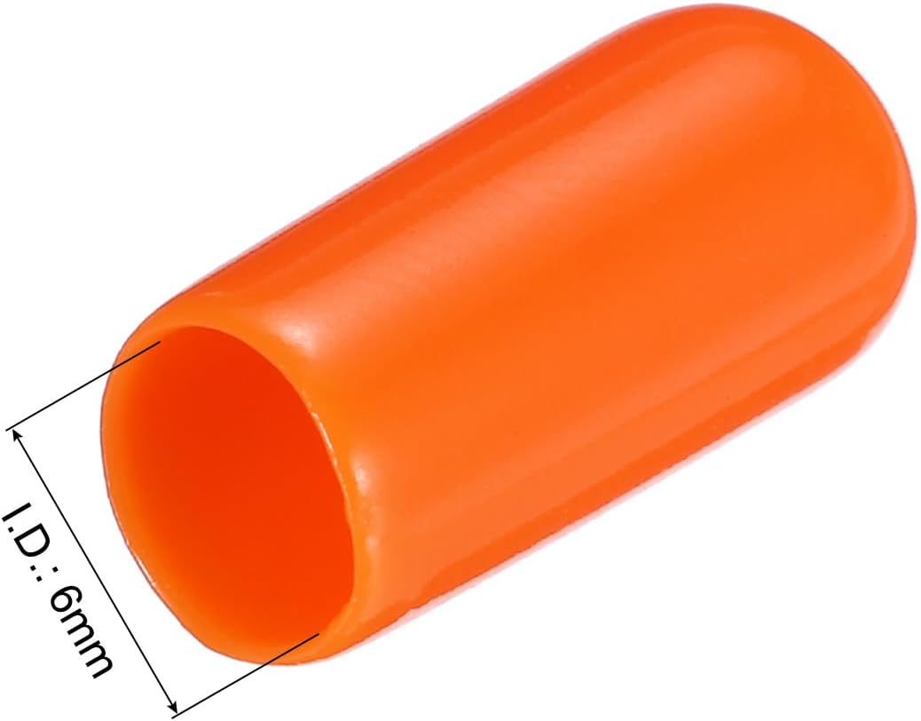 uxcell 20pcs Rubber End Caps 6mm(1/4") ID Vinyl PVC Round Tube Bolt Cap Cover Screw Thread Protectors,Orange