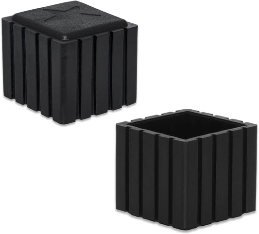 Flyshop Anti-Skid Non-Marking Synthetic Rubber Patio Chair Table Leg Caps Square Furniture Covers 20pcs, Black, 25 mm x 25 mm, 1" x 1"