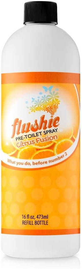Flushie Pre-Toilet Spray 16 oz Citrus Fusion Scent Bathroom Spray 16-Ounce Pump Spray Bottle Refill