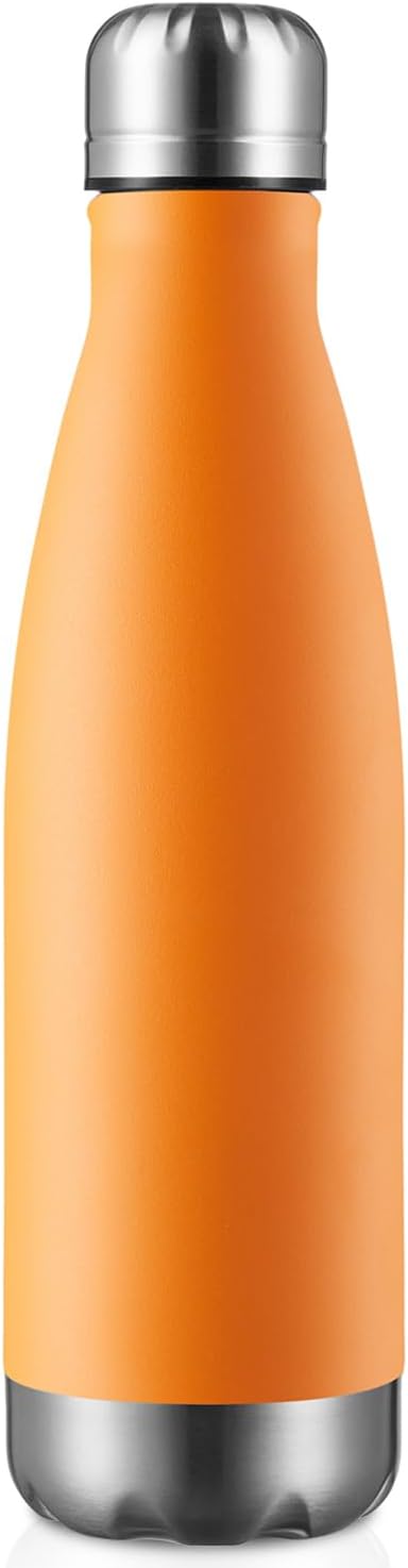 MEWAY 17oz Sport Water Bottle Vacuum Insulated Stainless Steel Leak-Proof Double Wall Cola Shape Water Bottle,Keep Drinks Hot & Cold(Orange,1 Pack)