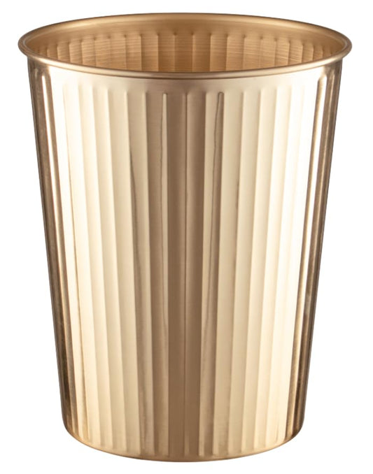 Monarch Abode Brushed Gold Handcrafted Ridge Embossed Metal Wastebasket for Home Office, Decorative Waste Basket, Modern Bathroom Garbage Can, Durable & Decorative Trash Bin, Brushed Gold Trash Can